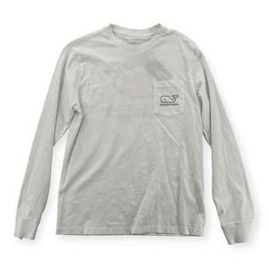 Vineyard Vines Shirt Youth Size Large Long Sleeve Santa Whale Pocket Tee NEW